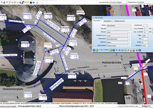 Screenshot GIS Screenshot der Kanaldatenbank in GIS